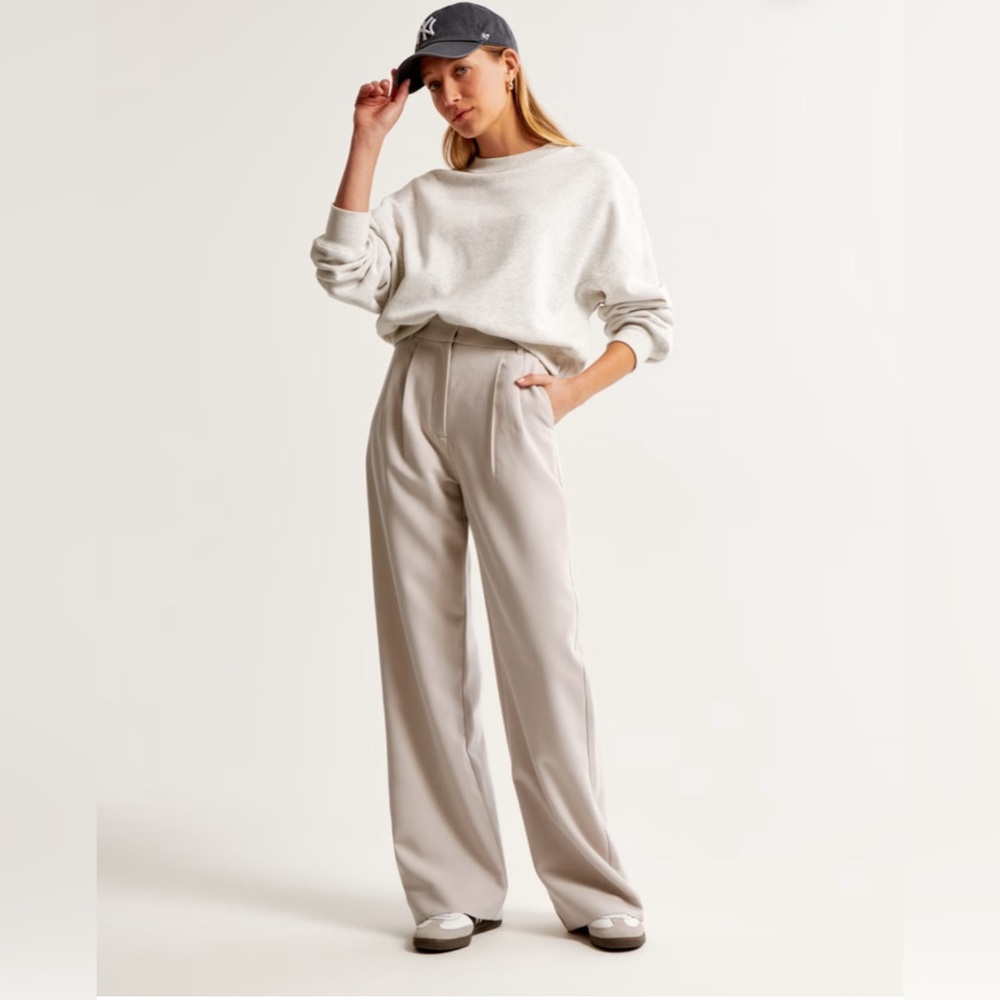 NWT Abercrombie & Fitch Sloane Tailored Wide Leg Pant Taupe curve love size 30